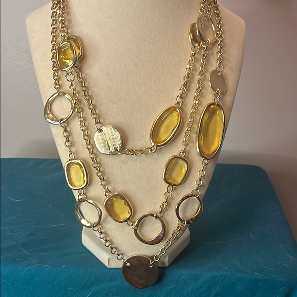 Gold and Yellow Multi-Layer Necklace - Picture 1 of 4